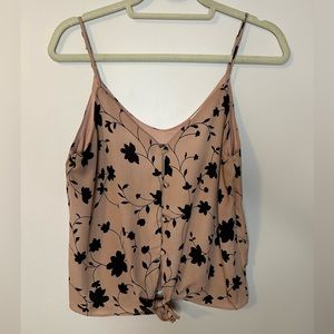 Floral blouse tank top with waist tie, size small